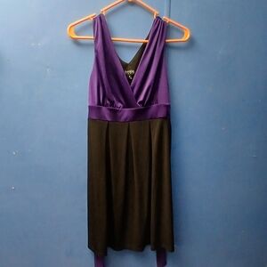 Purple and Black Sleeveless Dress